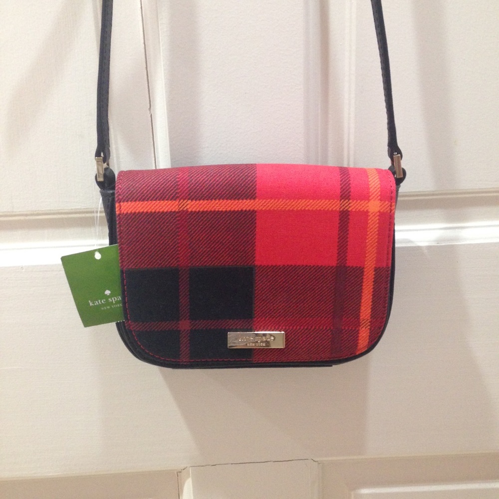 NWT Kate Spade Red Black Plaid Crossbody Purse Bag - Picture 2 of 11